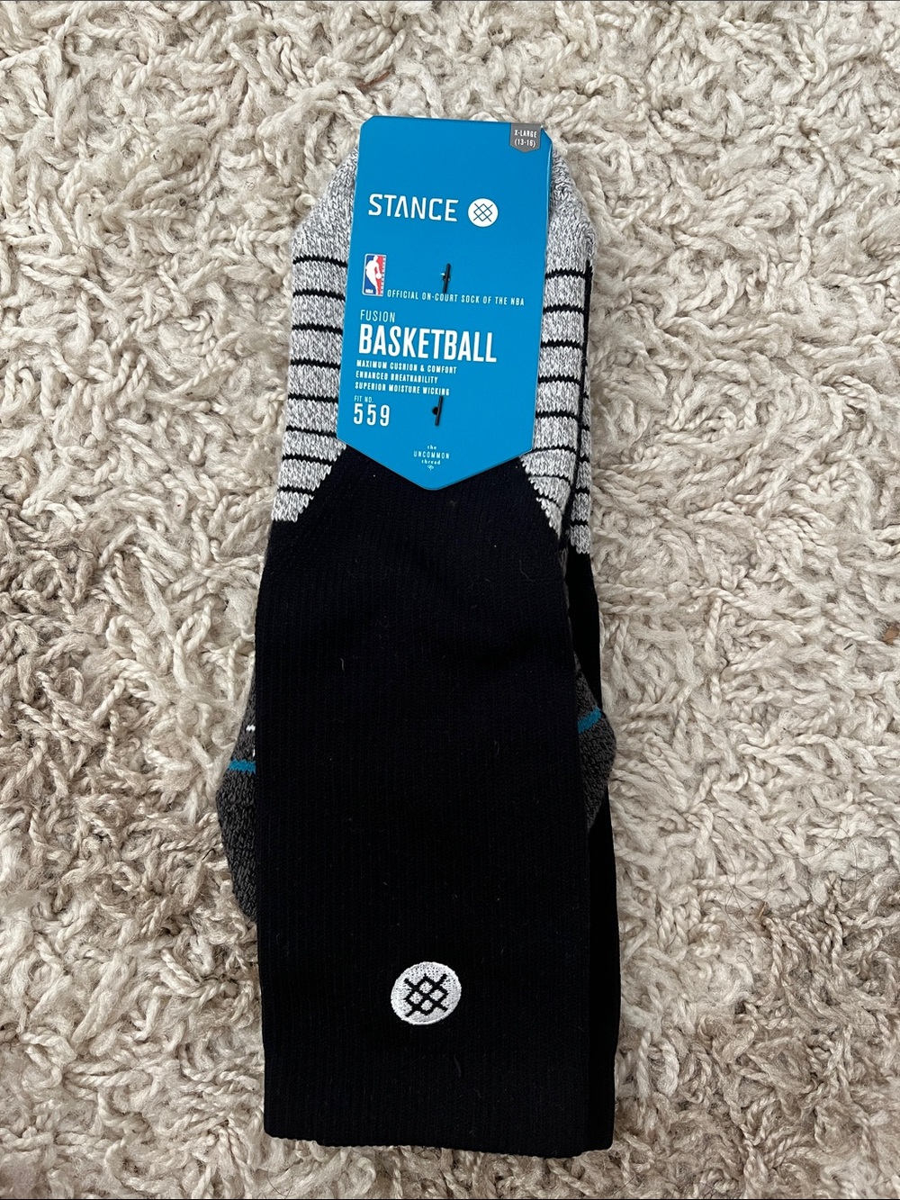 Stance Black and Gray Fusion Basketball No-Show Socks